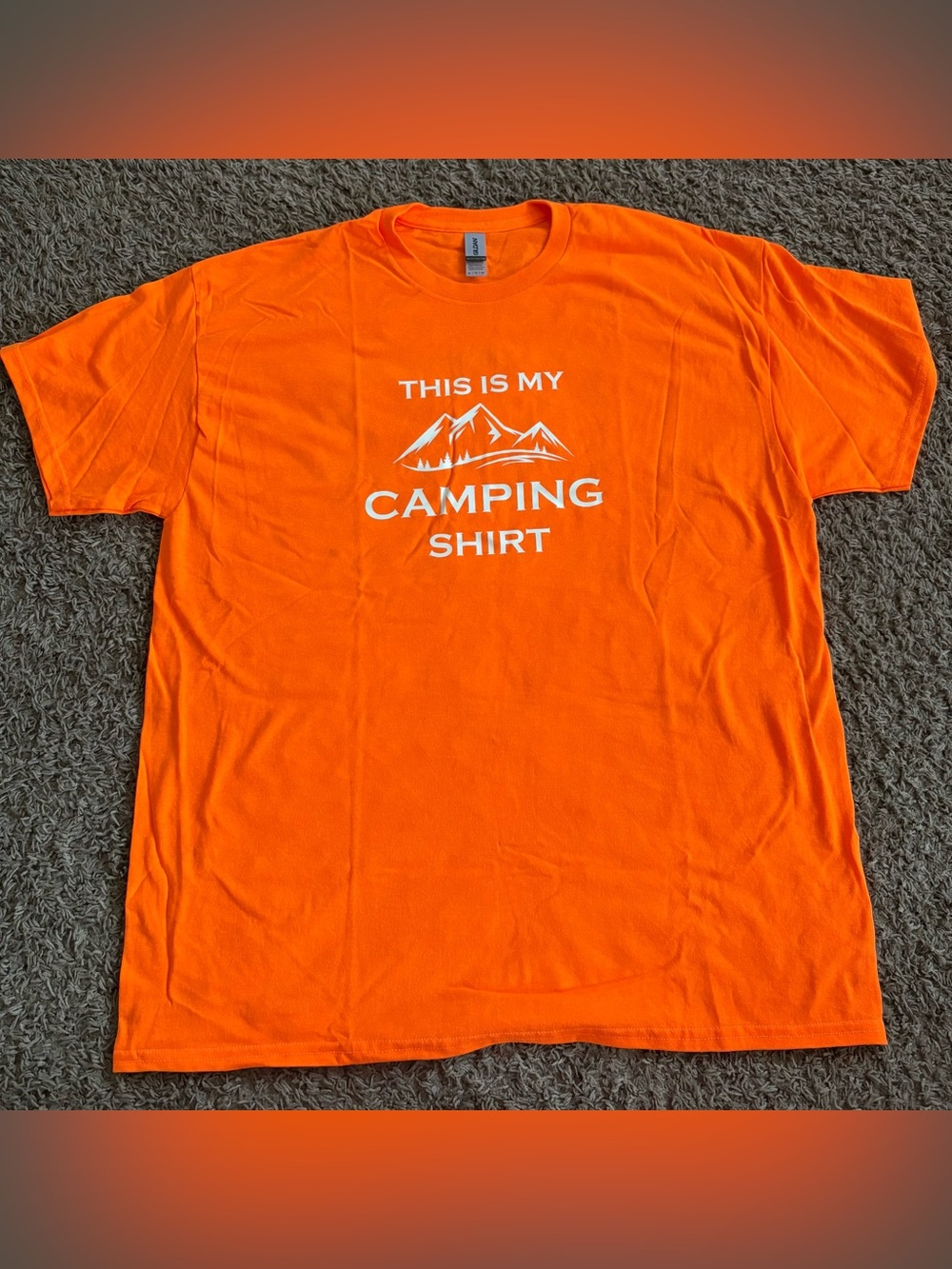 Gildan Men's Orange 'This Is My Camping Shirt' Graphic Tee